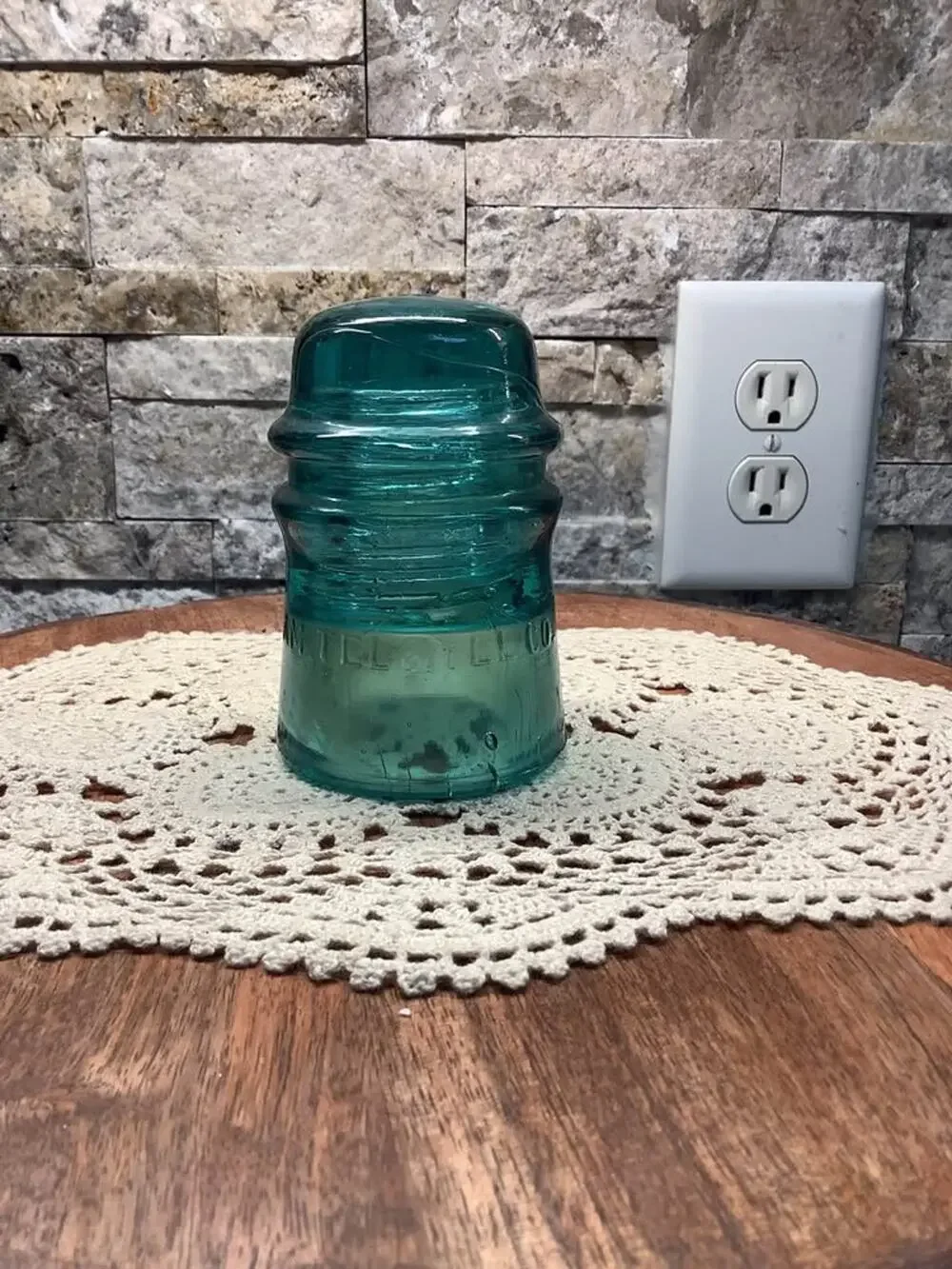 Vintage AM. TEL. & TEL. CO. Aqua Glass Insulator
